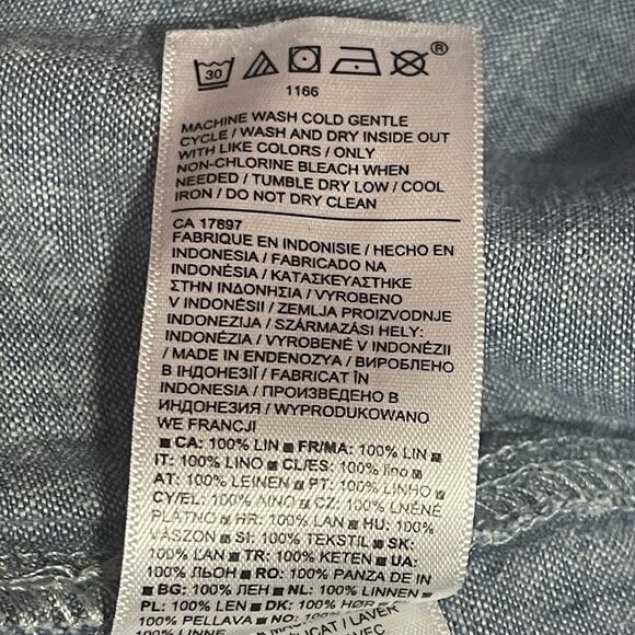 Athleta Cabo Linen Shorts Womens Size 6 Blue Elastic Waist Drawstring 4" Inseam - Picture 9 of 11